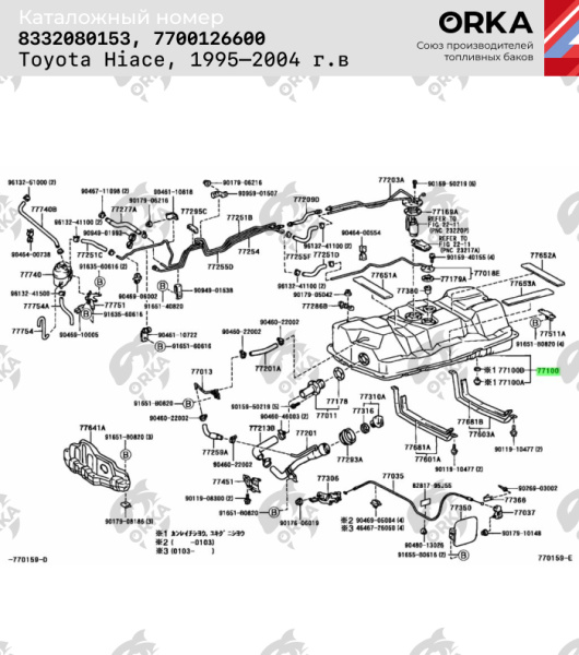 Купить Топливный бак Toyota Hiace, 1995 - 2004 г.в. (NB) Топливный бак Toyota Hiace, 1995 - 2004 г.в. (NB)